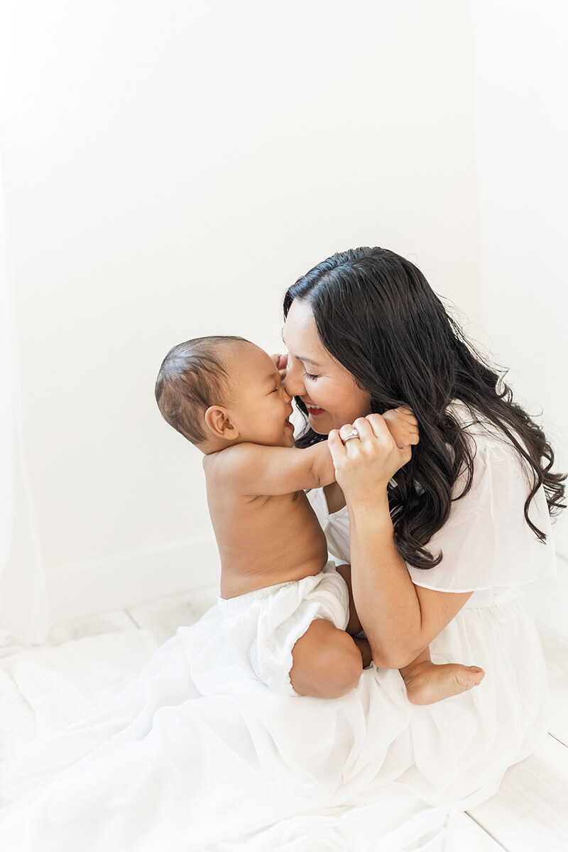 Mommy touching noses with baby boy by Bay Area Family Photographer